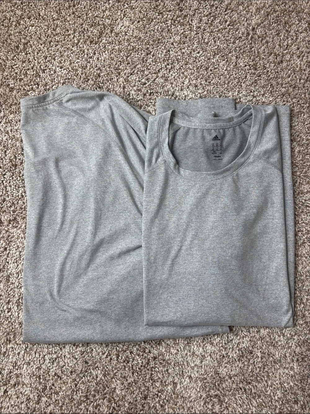 Adidas Men’s Big and Tall Heathered Gray Short Sleeve Crew Neck Athletic Shirts